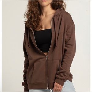 Naked Wardrobe Chocolate Brown zip up hoodie